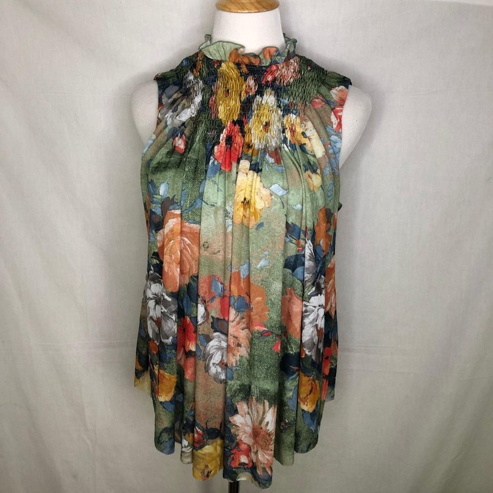 Anthropologie Deletta Epona Floral Smocked Top S